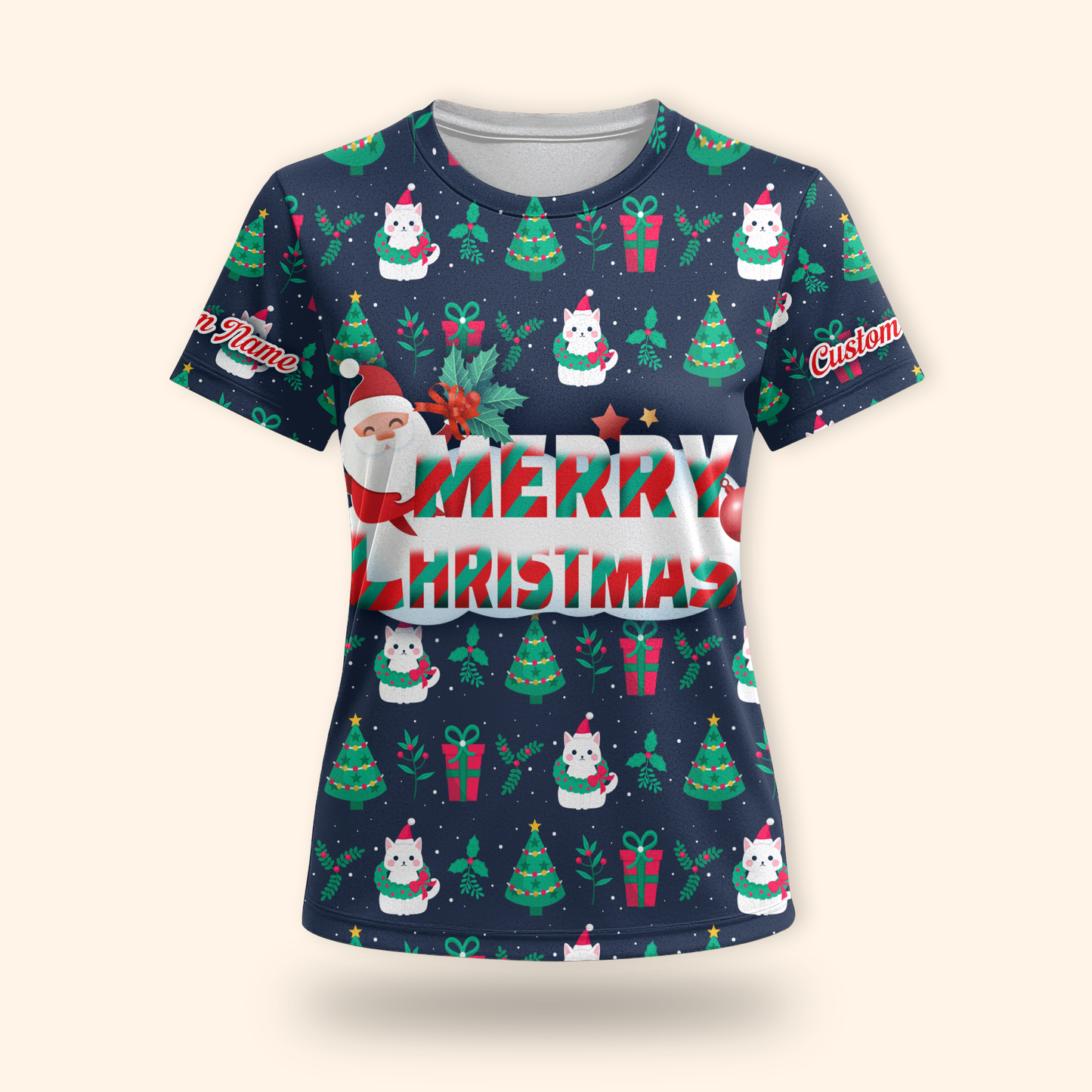 Merry Christmas Hoodie – Cute Holiday Zip Up with Santa and Gifts
