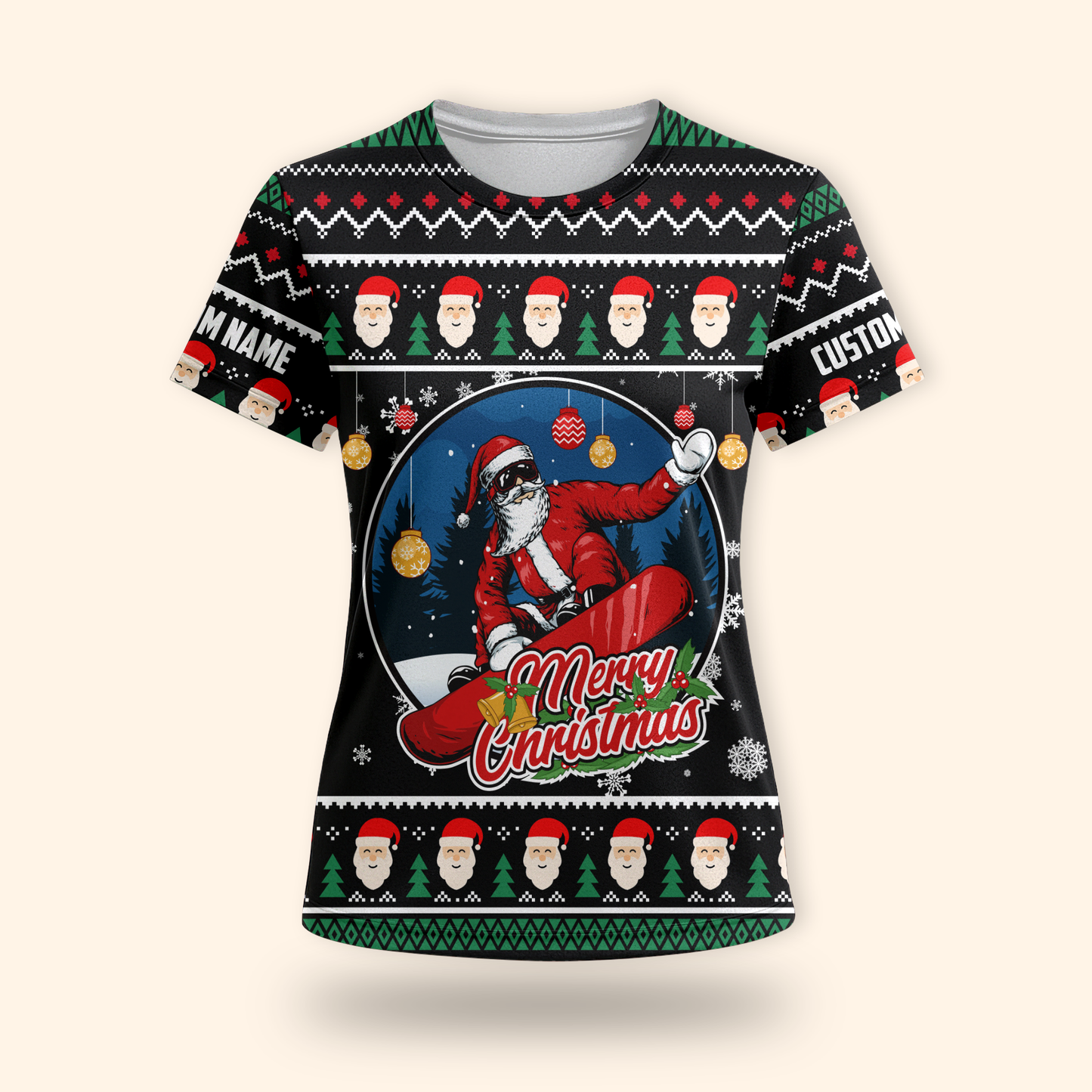 Merry Christmas Hoodie – Santa with Sunglasses Ugly Sweater Design