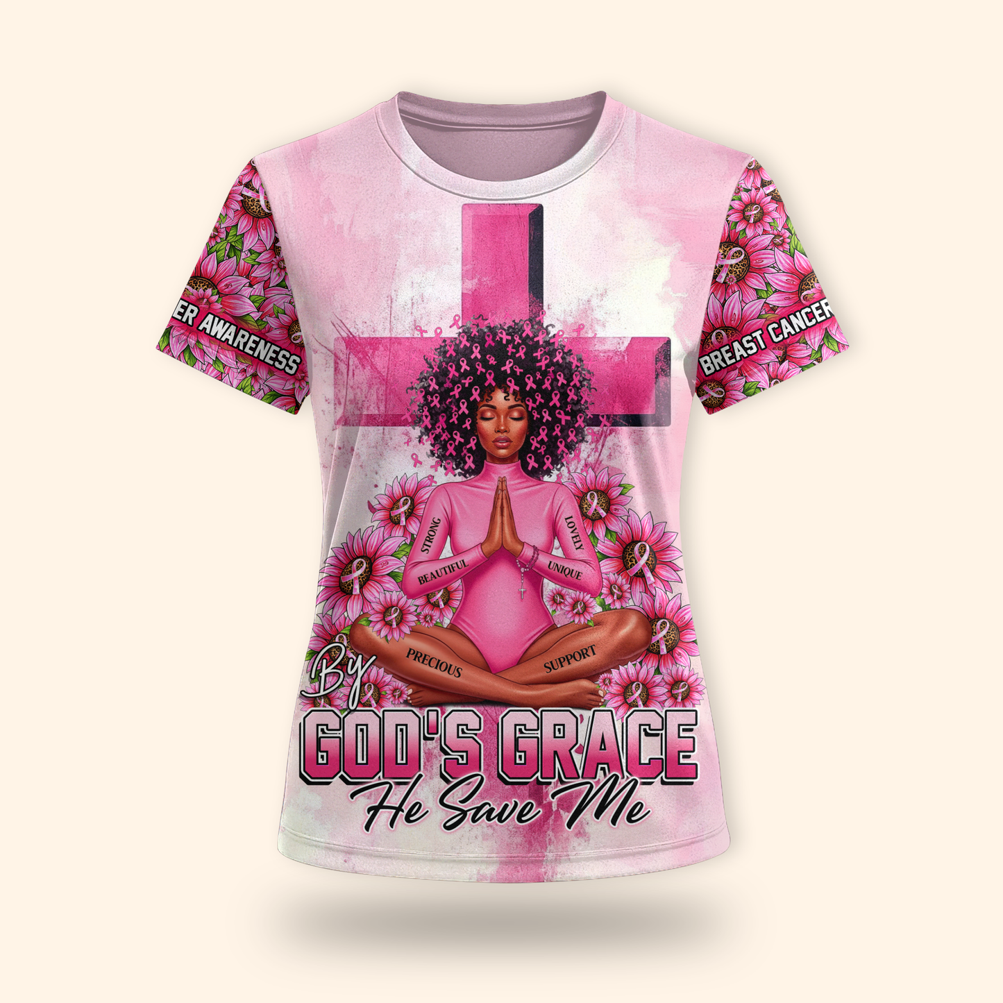 By God's Grace, He Save Me - Survivor Breast Cancer Awareness Shirt