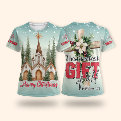 Christian Christmas Hoodie – The Greatest Gift of All Matthew 1:21, Personalized Faith Hoodie