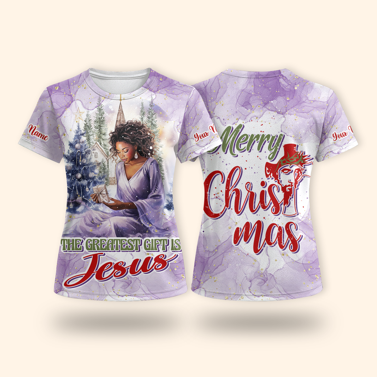 The Greatest Gift Is Jesus Hoodie – Christian Christmas Zip Up, Black Queen Faith Hoodie, Custom Name Design