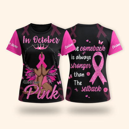 Custom Name Pink Ribbon Warrior shirt