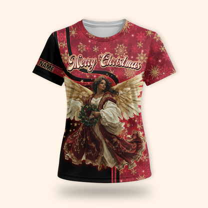 Christmas Angel Hoodie – Merry Christmas Zip Up, Elegant Angel Wings Holiday Sweater