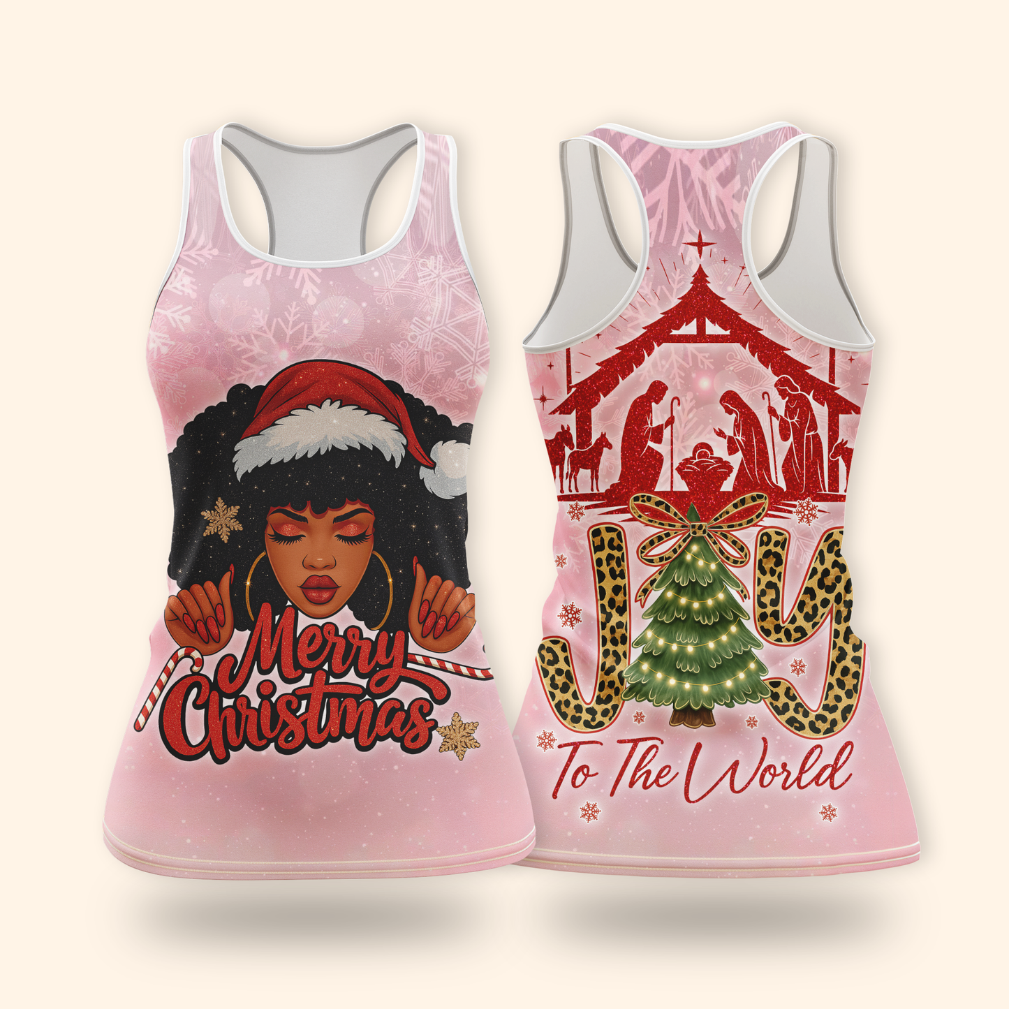 Christian Christmas Hoodie – Joy To The World, Black Girl Santa Zip Up, Custom Name Holiday Hoodie