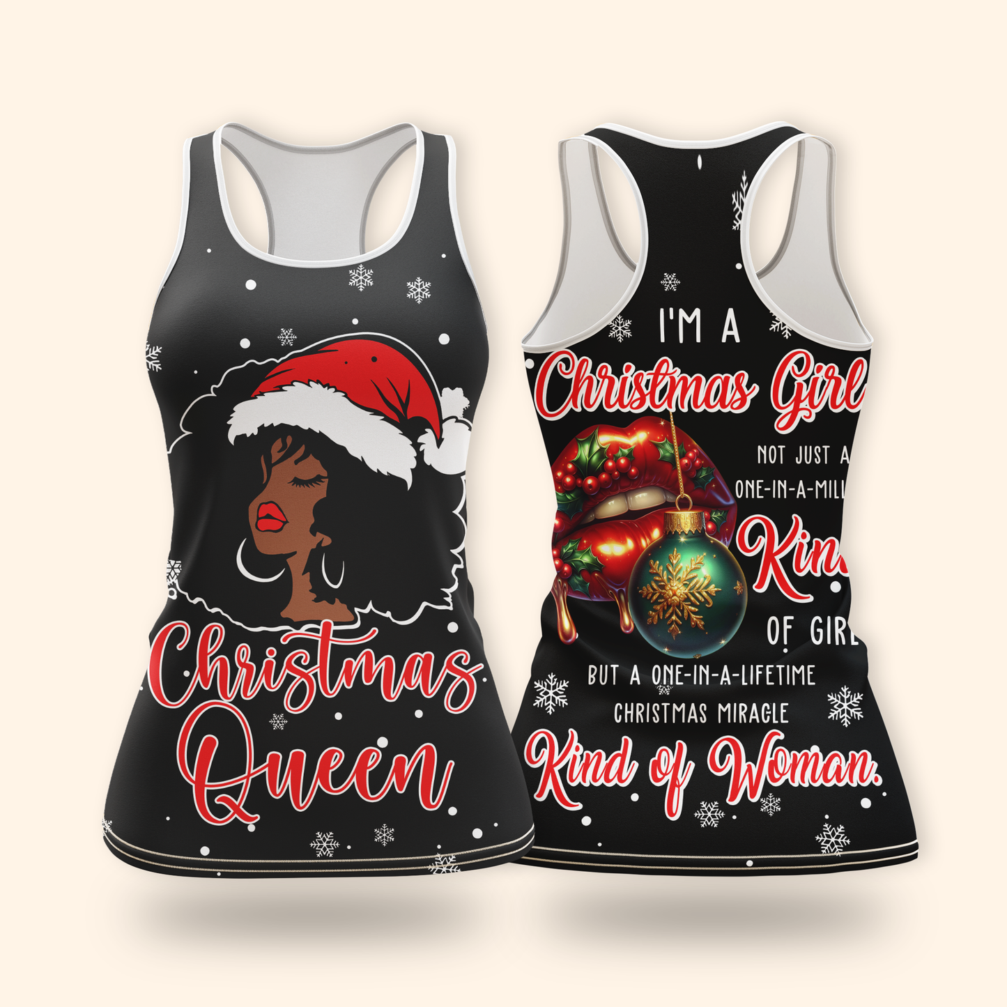 Christmas Queen Hoodie – Holiday Afro Woman Zip Up Sweatshirt