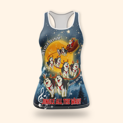 Custom Name Jingle Woof Hoodie – Husky Christmas Zip Up, Funny Santa Dog Hoodie, Holiday Sweatshirt