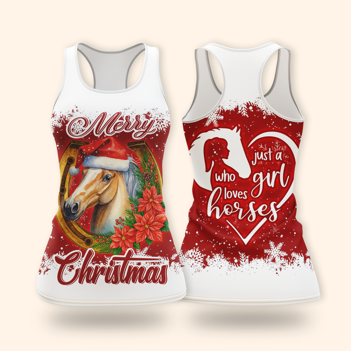 Just a Girl Who Loves Horses Christmas Hoodie – Merry Horse Lover Zip Up Sweatshirt