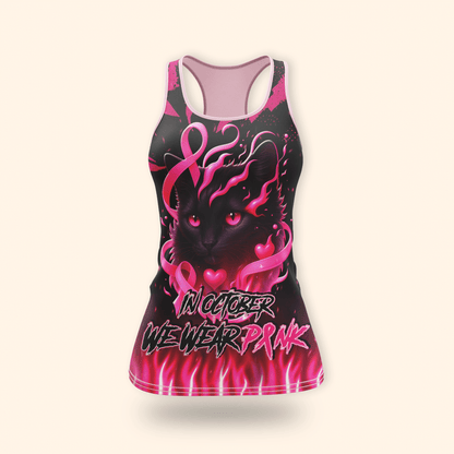 Personalized In October We Wear Pink Black Cat - Breast Cancer Awareness Shirt