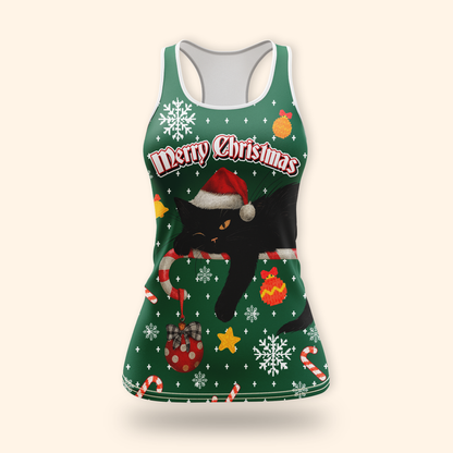 Black Cat Christmas Hoodie – Custom Name Santa Cat Zip Up