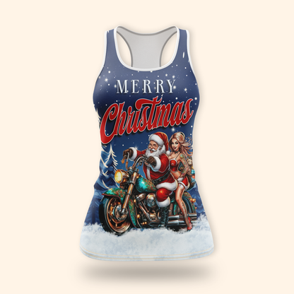 Santa Biker Christmas Hoodie – Merry Christmas Motorcycle Hoodie, Personalized Name Gift
