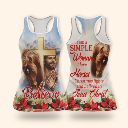 Christian Hoodie – I’m a Simple Woman Who Loves Horses and Jesus, Believe Zip Up, Christmas Faith Apparel