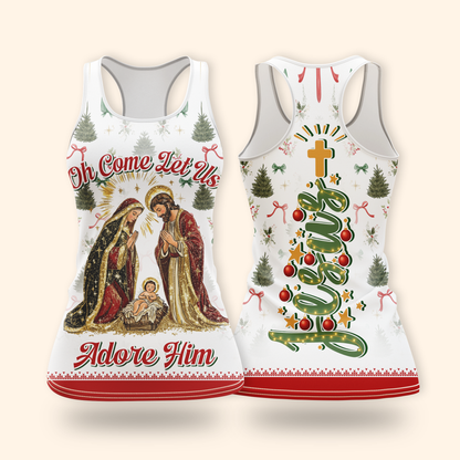Oh Come Let Us Adore Him Hoodie – Christian Christmas Hoodie with Nativity Scene and Jesus Design