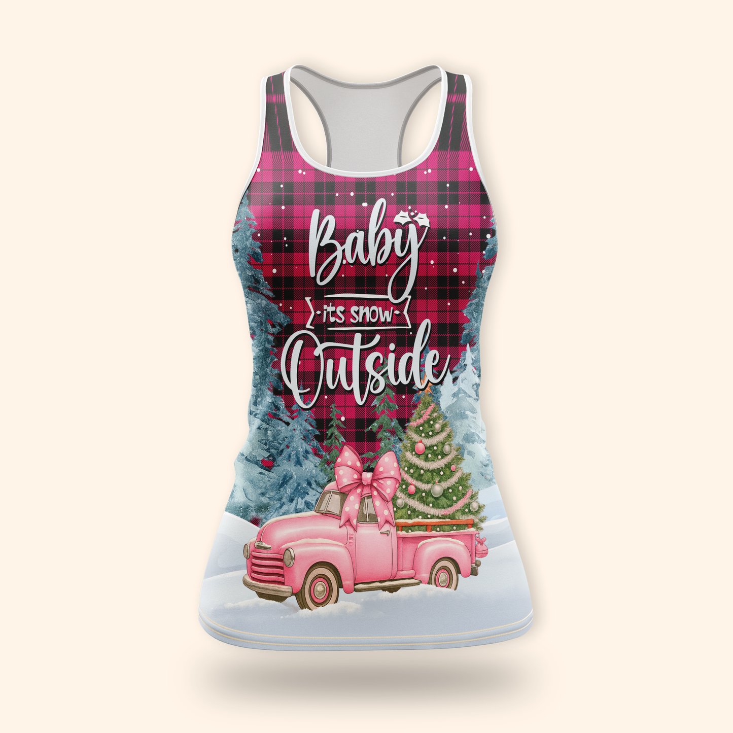 Baby It’s Snow Outside Hoodie – Pink Truck Christmas Zip Up, Winter Holiday Sweater