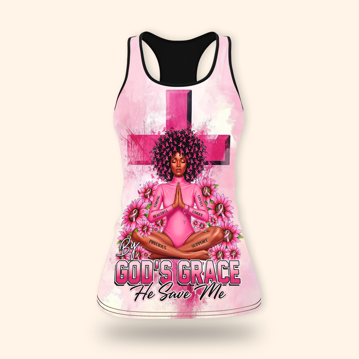 By God's Grace, He Save Me - Survivor Breast Cancer Awareness Shirt