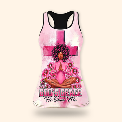 By God's Grace, He Save Me - Survivor Breast Cancer Awareness Shirt
