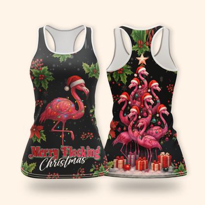 Merry Flocking Christmas Hoodie – Funny Flamingo Holiday Zip Up