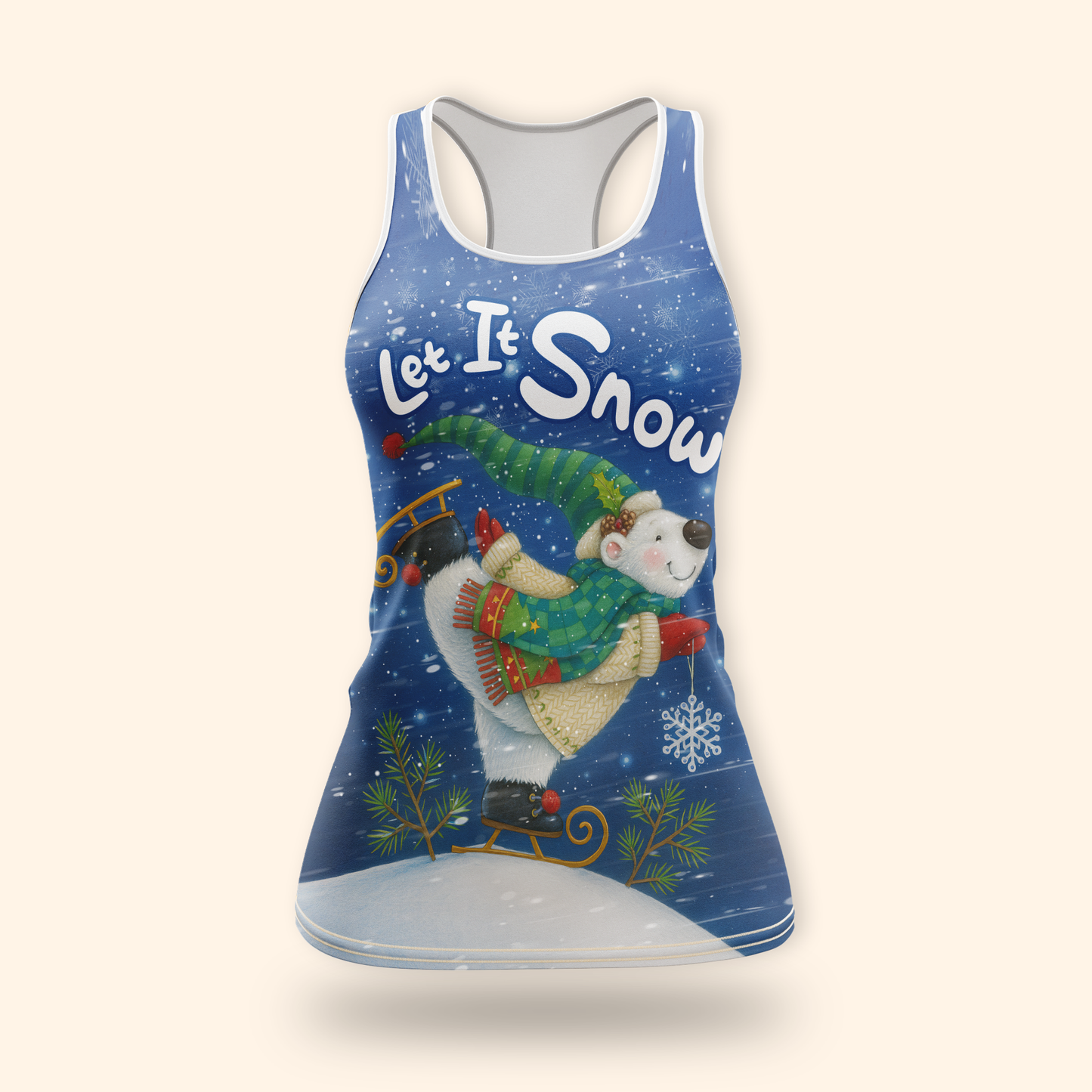 Personalized Let It Snow Hoodie – Cute Polar Bear Christmas Zip Up