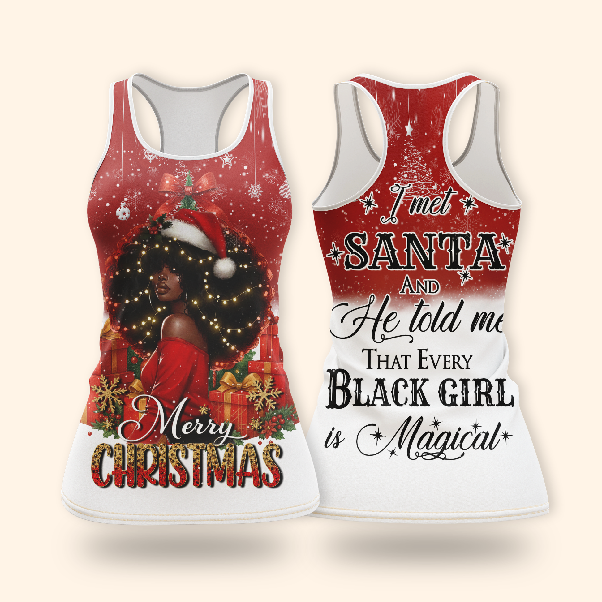 Personalized Christmas Hoodie – I Met Santa and He Told Me Every Black Girl Is Magical, Custom Choo