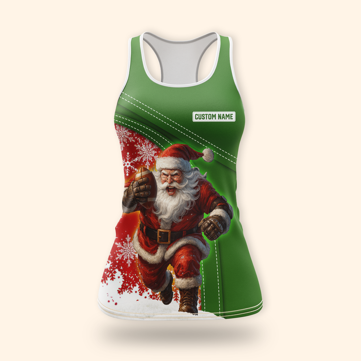 Santa Football Hoodie – Custom Name Christmas Sports Zip Up