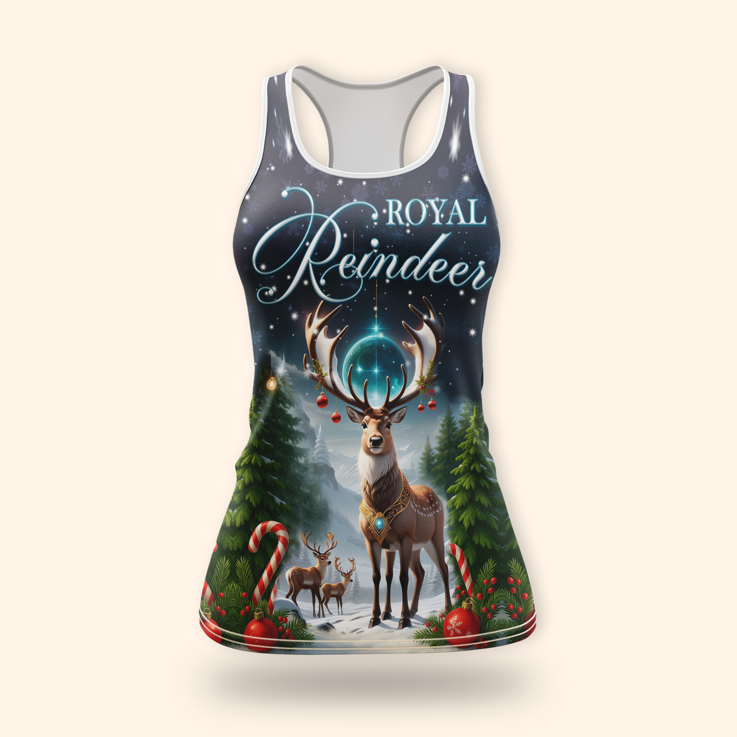 Royal Reindeer Christmas Hoodie – Elegant Winter Wonderland Zip Up