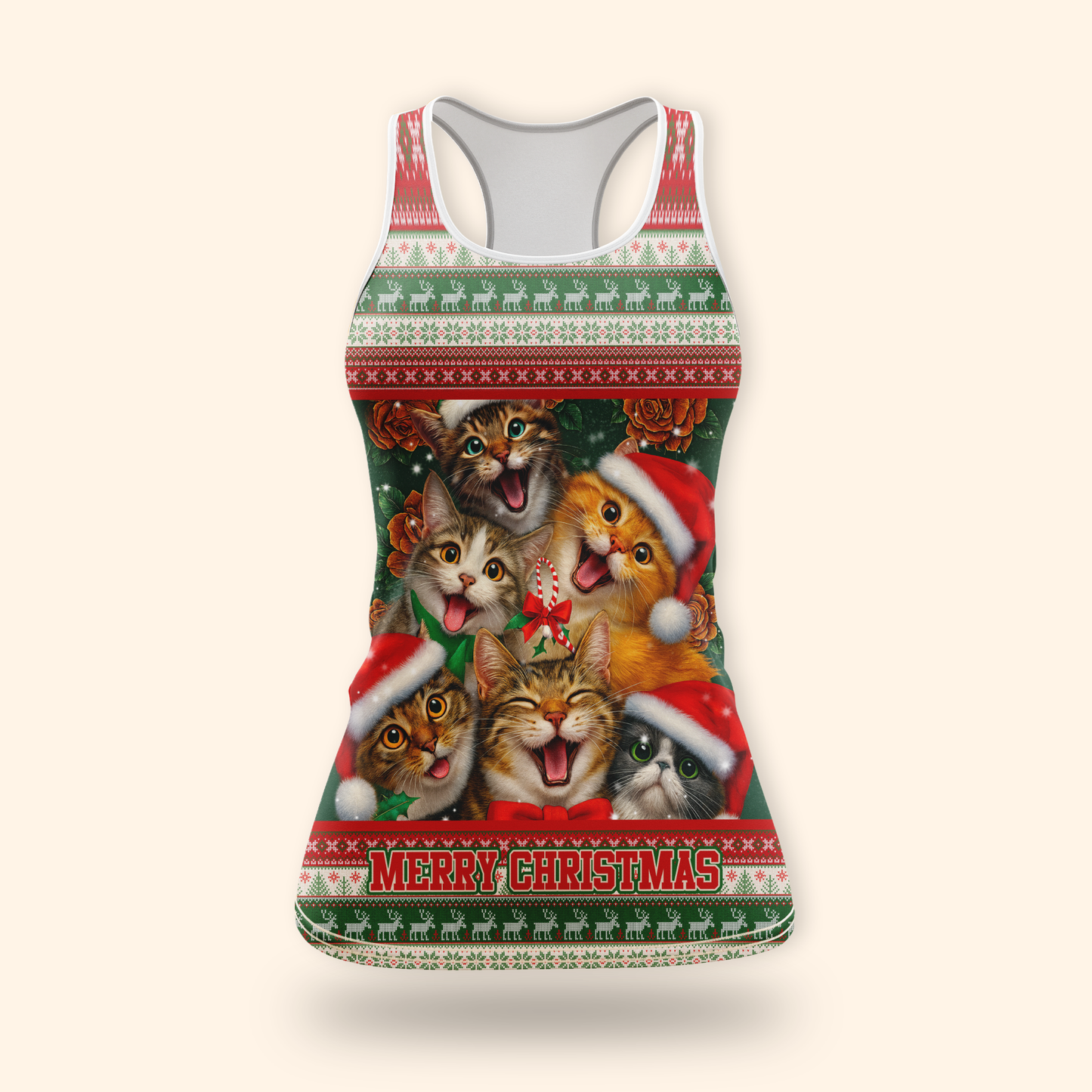 Christmas Cat Hoodie – Cute Cats in Santa Hats, Custom Name Zip Up, Funny Holiday Hoodie