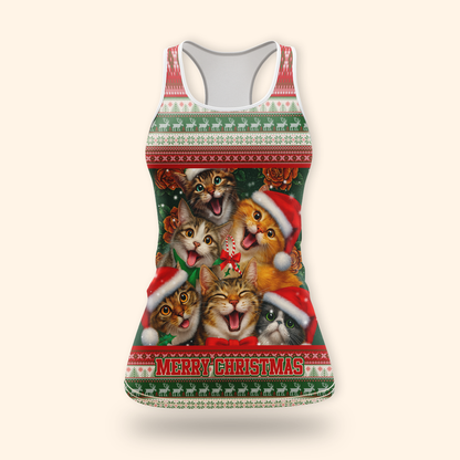 Christmas Cat Hoodie – Cute Cats in Santa Hats, Custom Name Zip Up, Funny Holiday Hoodie