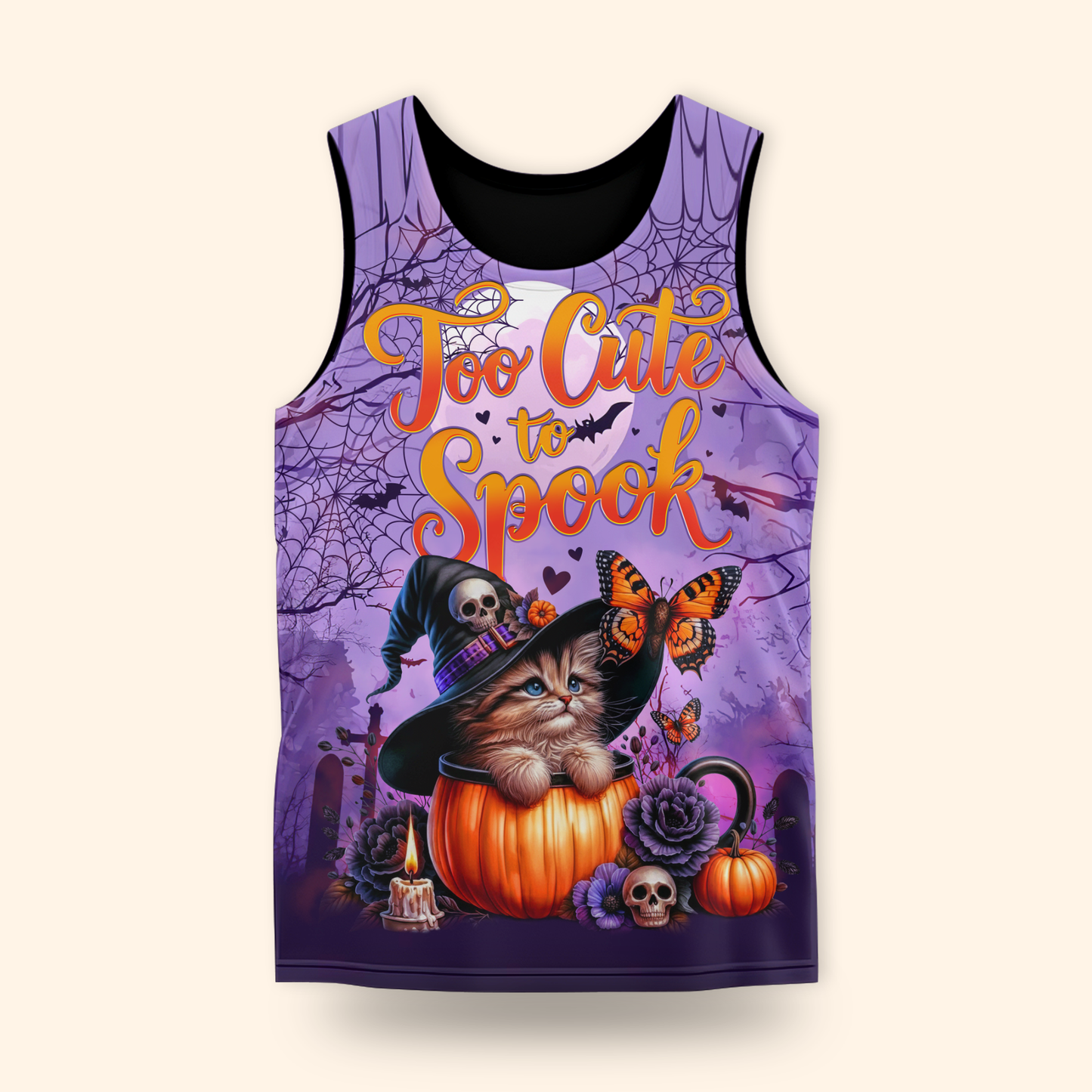 Too Cute To Spook Halloween Cat Hoodie – Personalized Name Zip Up Jacket, Custom Choo