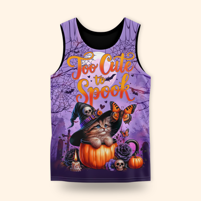 Too Cute To Spook Halloween Cat Hoodie – Personalized Name Zip Up Jacket, Custom Choo