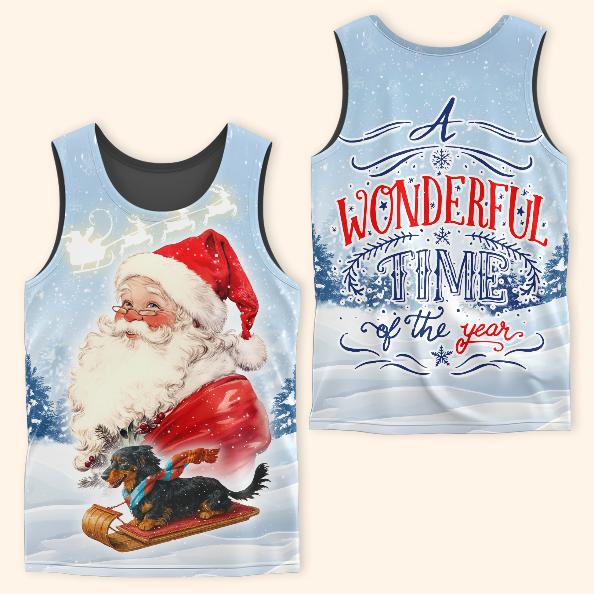 Personalized Santa Claus Christmas Hoodie – A Wonderful Time of the Year, Custom Name Zip Up, Custom Choo