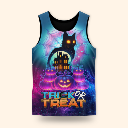 Personalized Trick or Treat Hoodie – Haunted House Black Cat Halloween Zip Up, Custom Choo