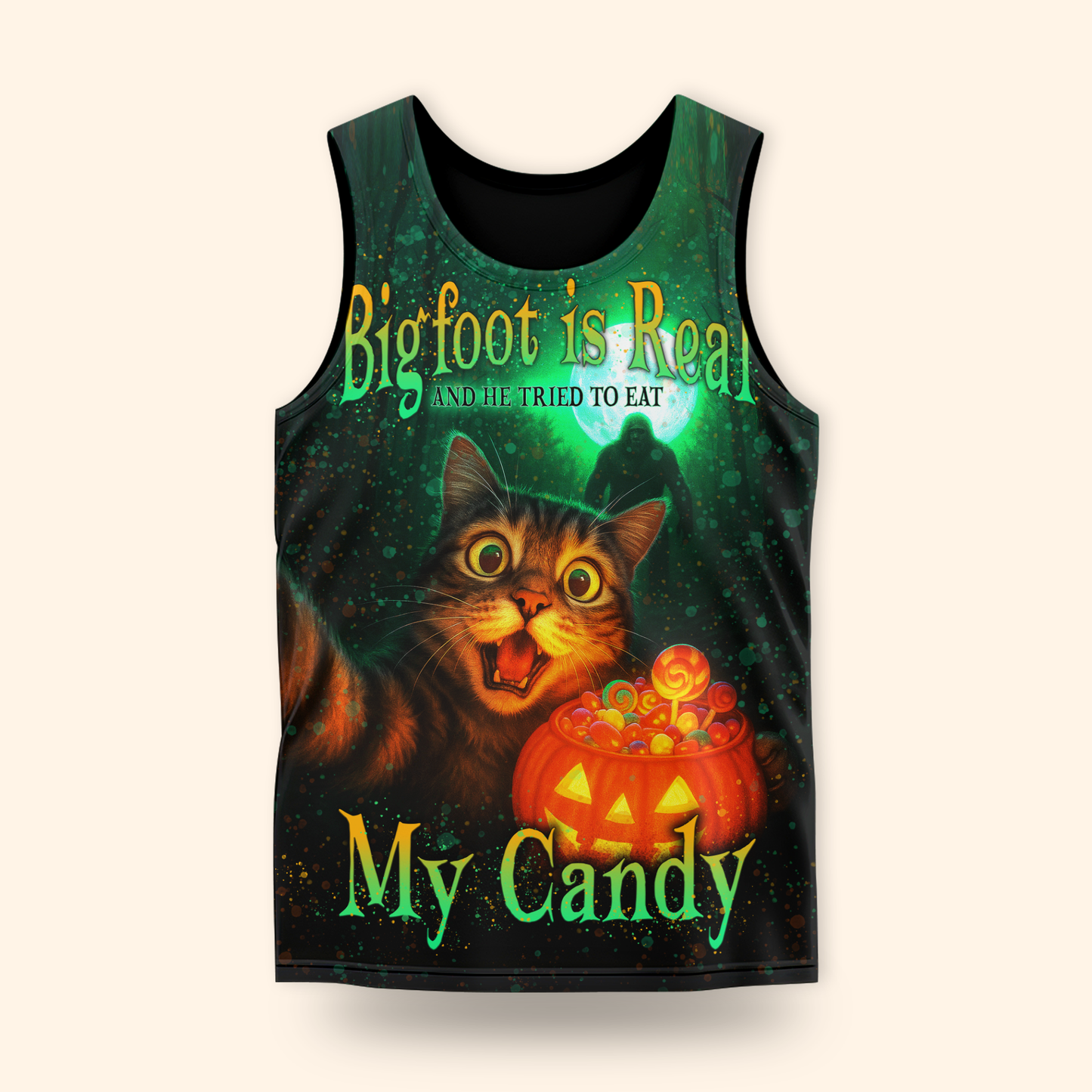 Funny Cat and Bigfoot "My Candy" Halloween shirt