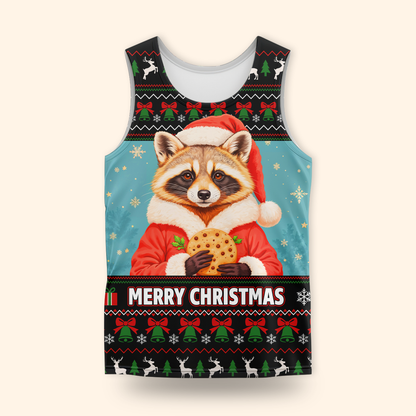 Personalized Raccoon Christmas Hoodie – Cute Merry Christmas Zip Up