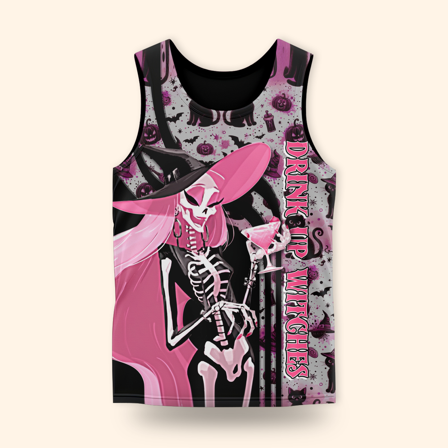 Personalized Halloween Hoodie – Drink Up Witches Pink Black Gothic Jacket, Custom Choo