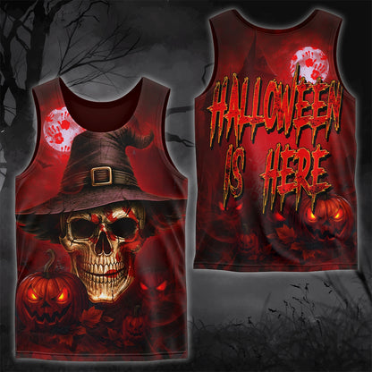 Halloween Is Here Hoodie – Skull And Pumpkin Print 3D Sweatshirt