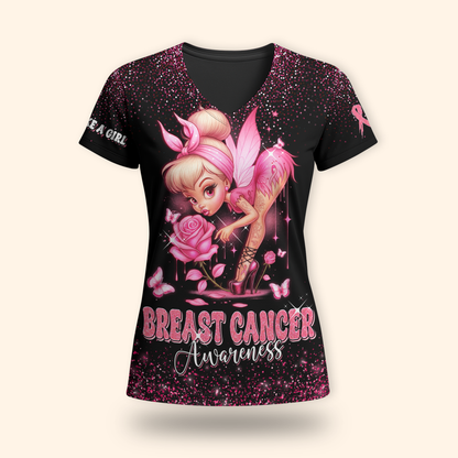 Pink Fairy Fight Like A Girl - Breast Cancer Awareness Shirt