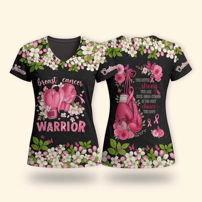 Personalized Floral Fight Like Warrior - Breast Cancer Awareness Shirt