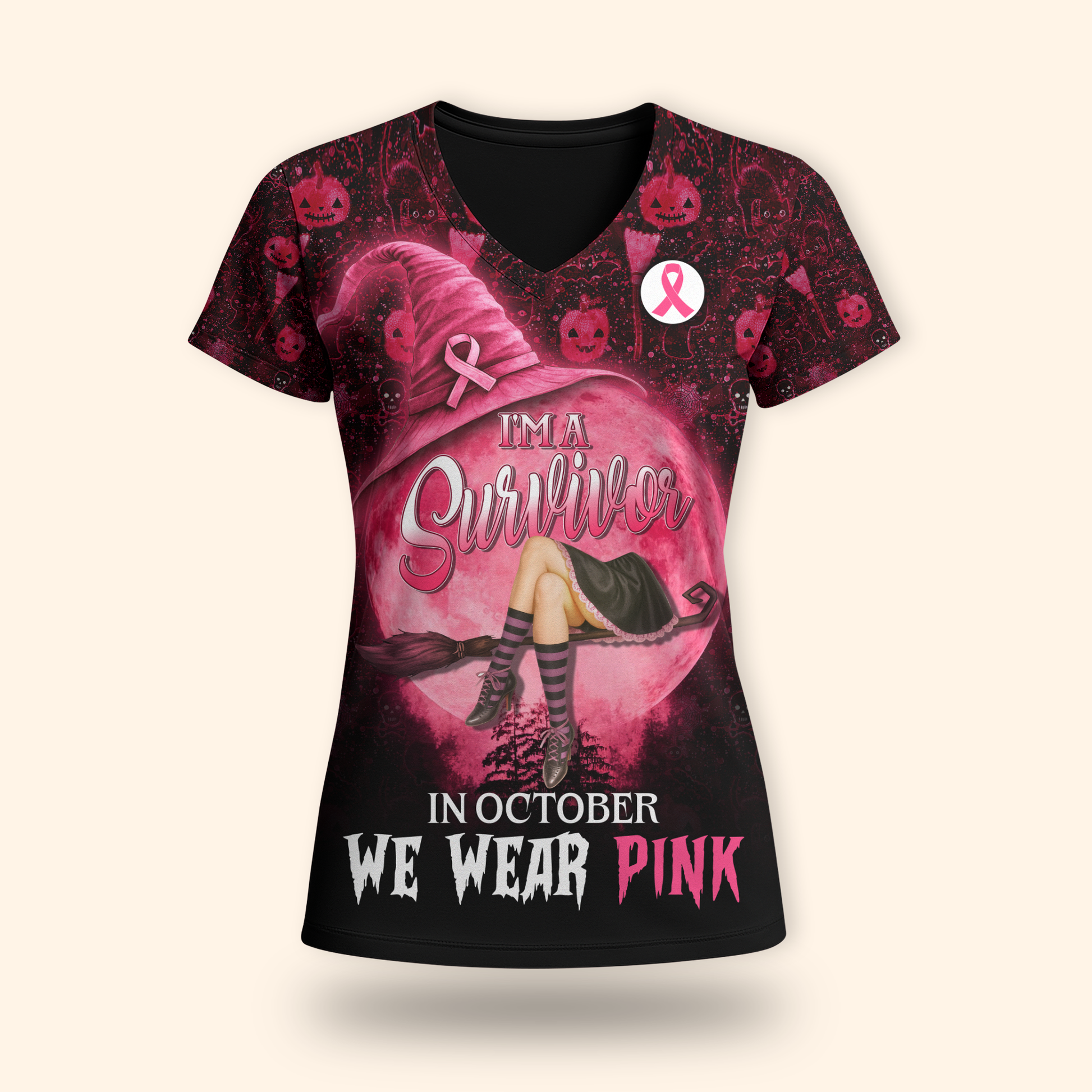 Personalized Breast Cancer Survivor Witch, Custom Choo