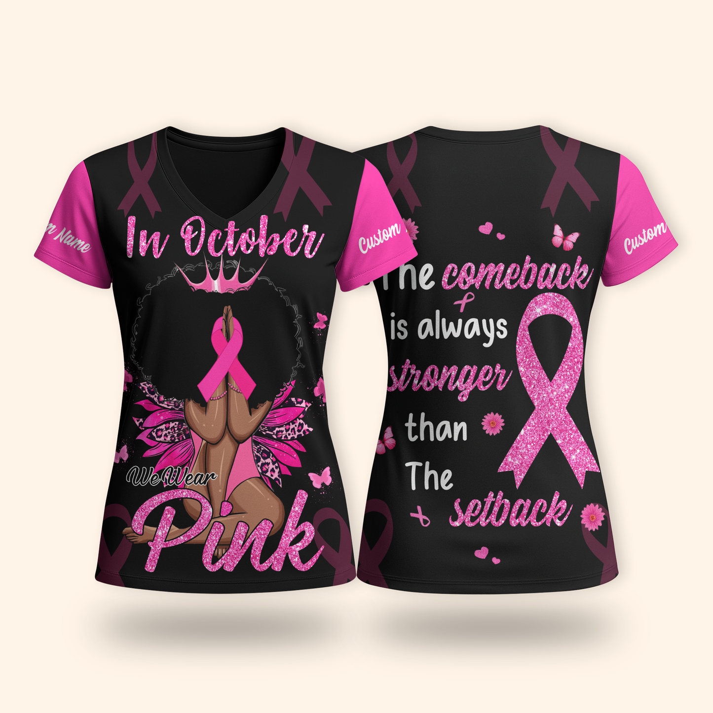 Custom Name Pink Ribbon Warrior shirt