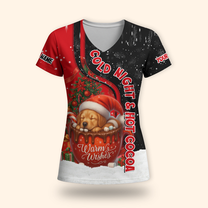 Personalized Hot Cocoa Hoodie – Cold Night Warm Wishes Christmas Zip Up