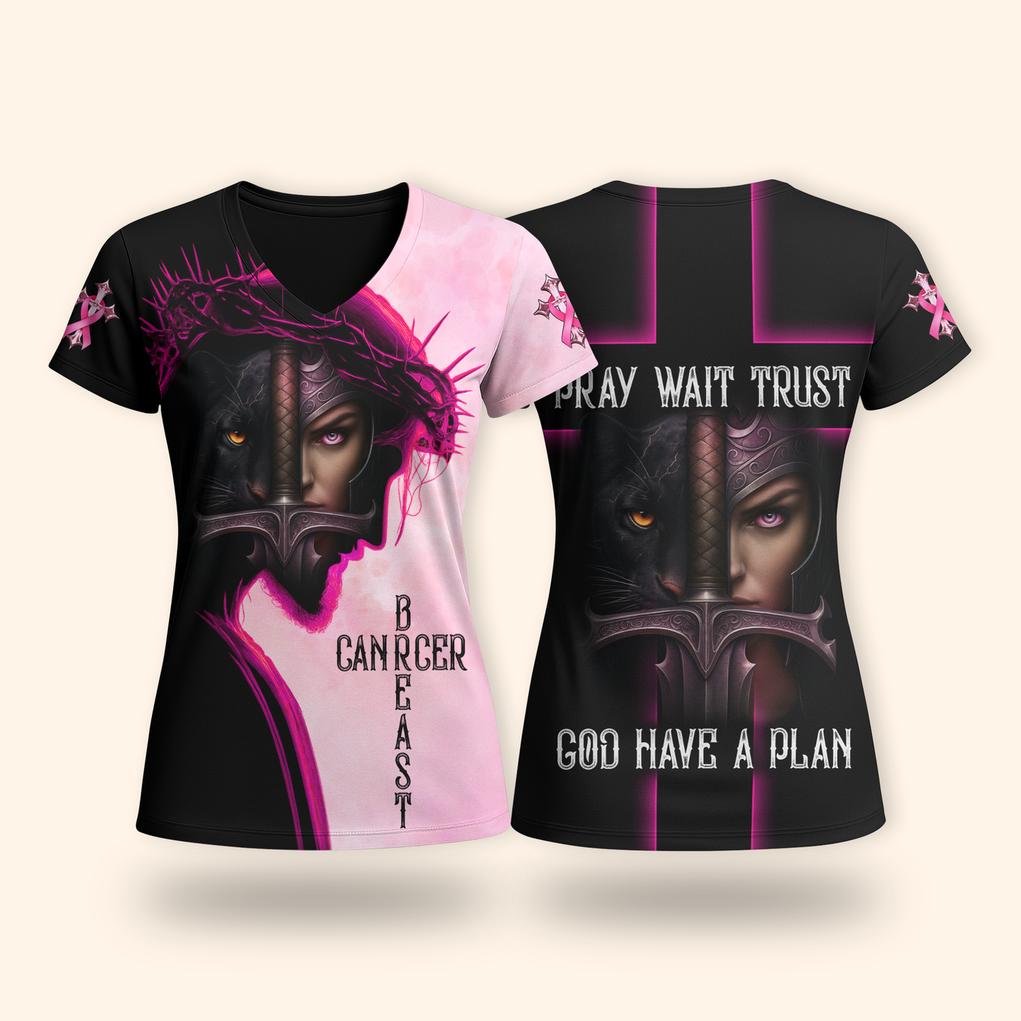 Custom Name Pink Panther Warrior Breast Cancer Awareness Outfit