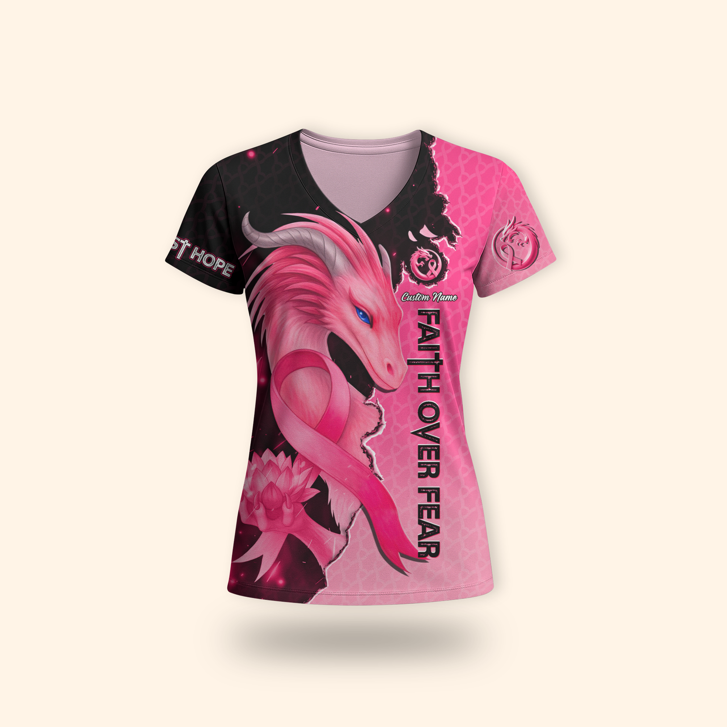 Personalized Faith Over Fear, Never Lost Hope - Breast Cancer Awareness Shirt
