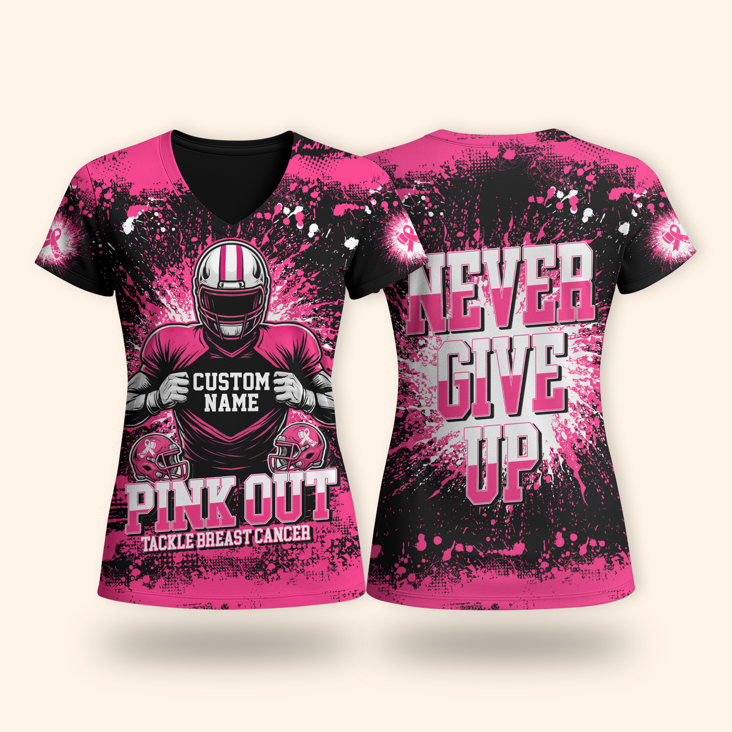Custom Pink Out Hoodie – Breast Cancer Awareness Football Sweatshirt