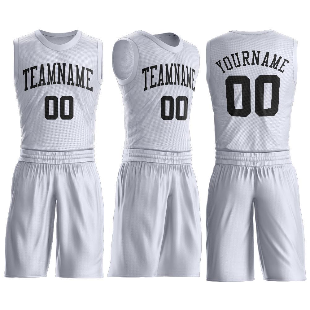 Custom White Black Round Neck Basketball Uniform Jersey