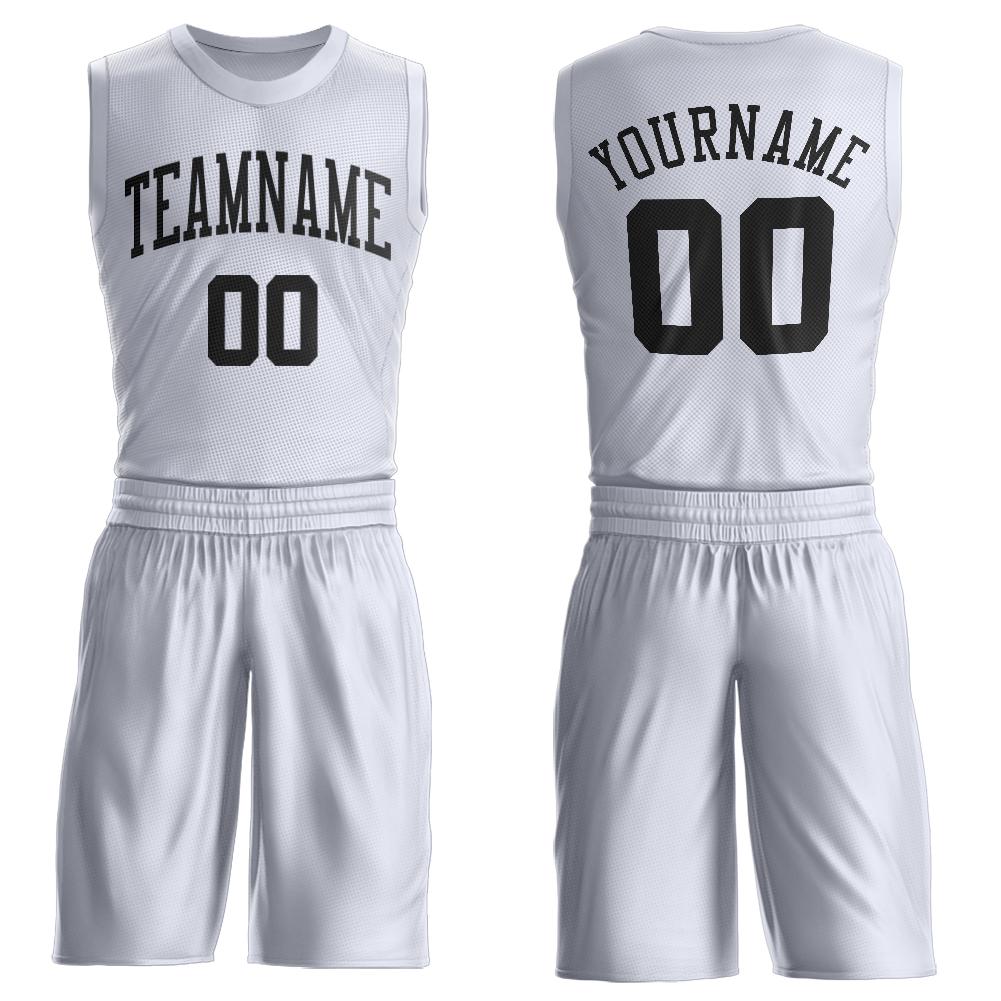 Custom White Black Round Neck Basketball Uniform Jersey