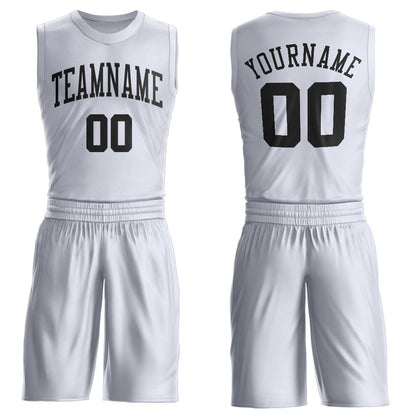 Custom White Black Round Neck Basketball Uniform Jersey
