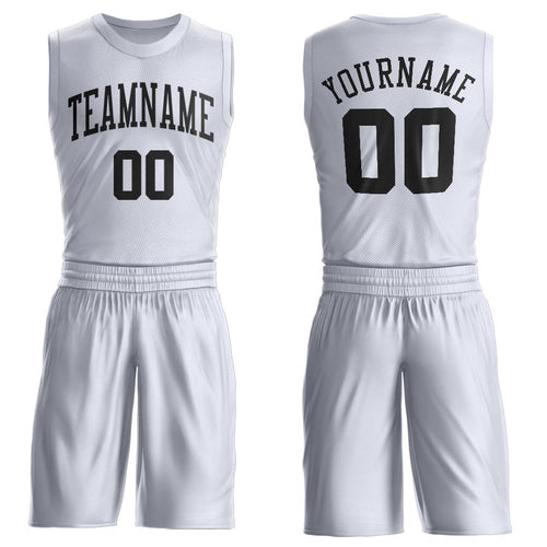 Custom White Black Round Neck Basketball Uniform Jersey