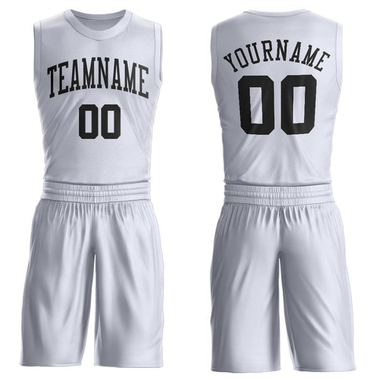 Custom White Black Round Neck Basketball Uniform Jersey