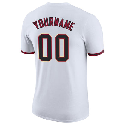 Custom White Black-Crimson Performance T-Shirt