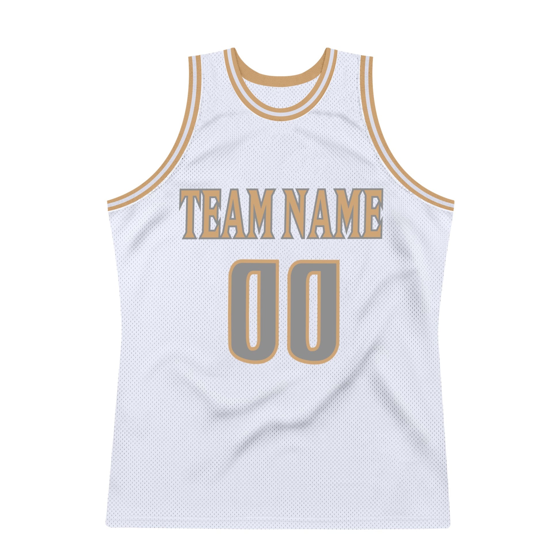 Custom White Steel Gray-Old Gold Authentic Throwback Basketball Jersey