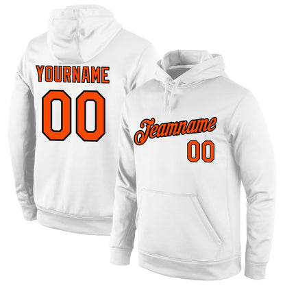 Custom Stitched White Orange-Black Sports Pullover Sweatshirt Hoodie